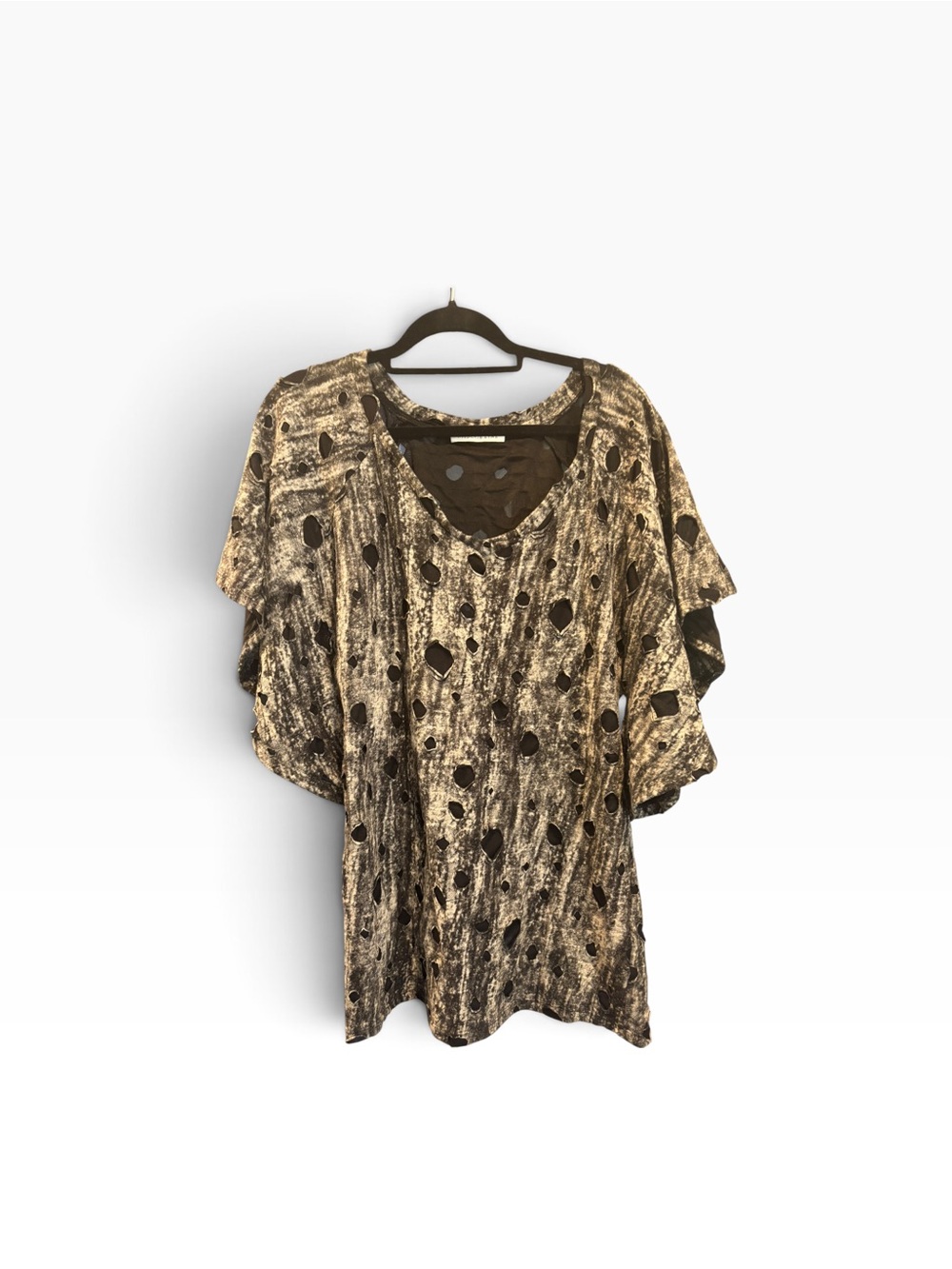 Women's Metallic Silver and Black V-Neck Tunic Top